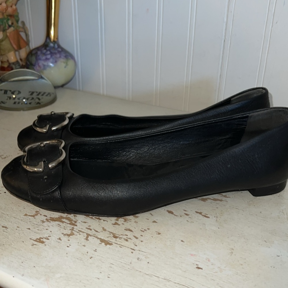 Gucci Sachalin Black Leather Logo Ballet Flats size 39.5 - Picture 6 of 11